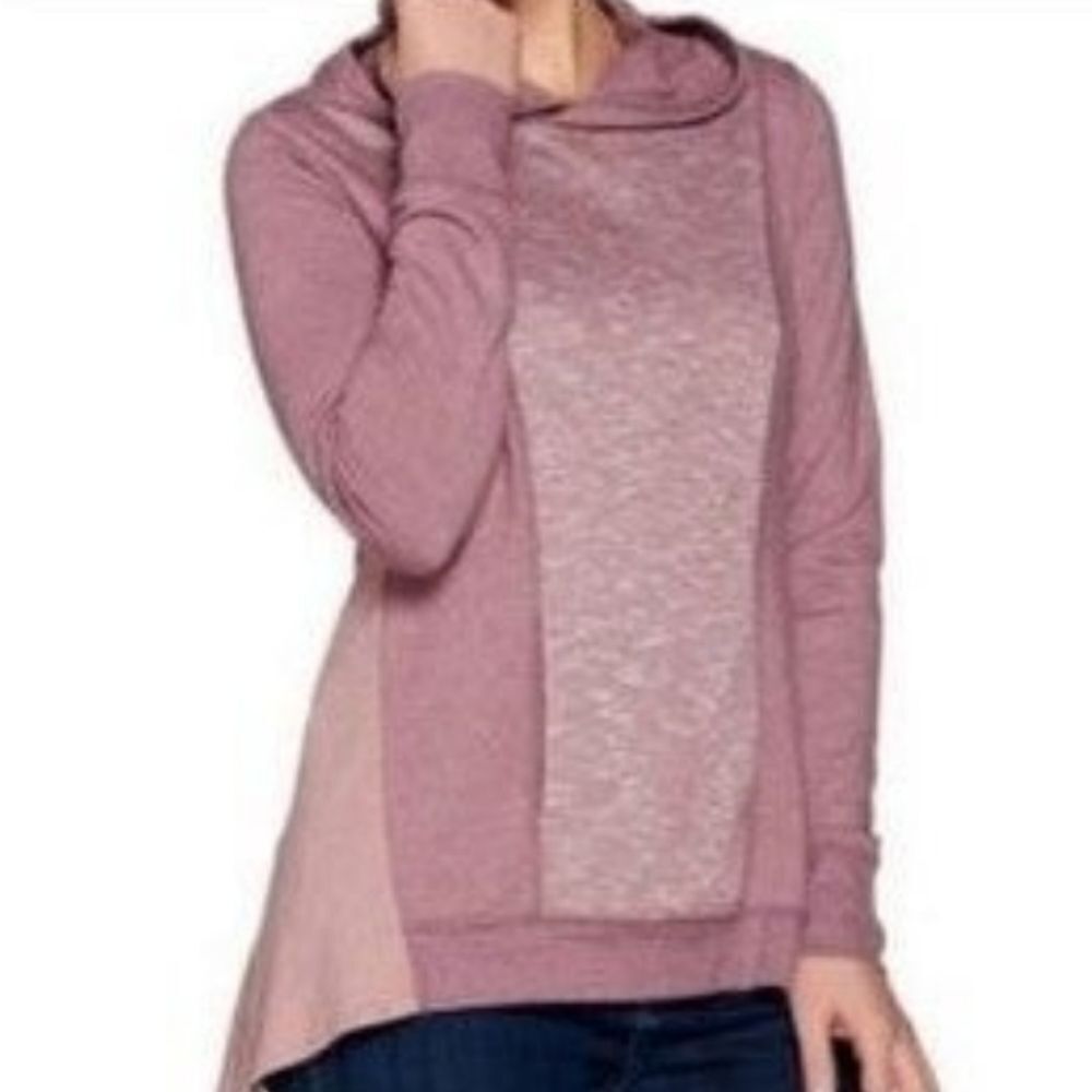 LOGO Lounge by Lori Goldstein Pink Pullover Oversized Hooded Sweatshirt XXS